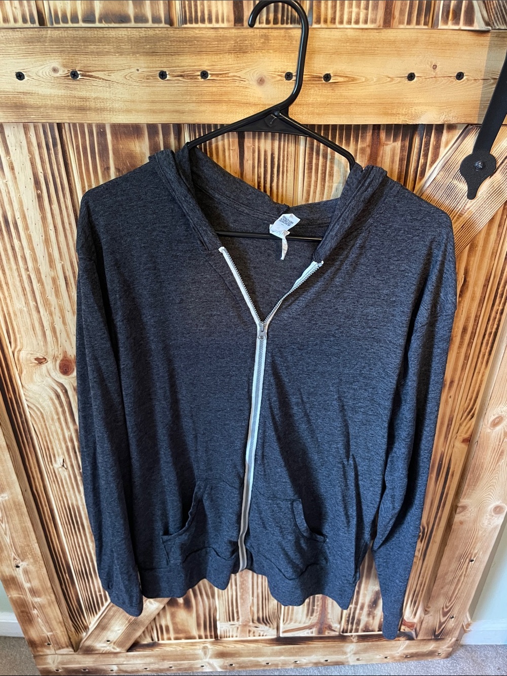 Womens Charcoal Zip-Up light Hoodie Sweater
